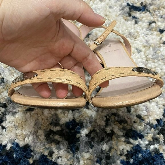 Fendi Women’s Size 38 1/2 US 8.5 Beige Tan Leather Stiletto Sandals Heels Strap - Picture 3 of 12